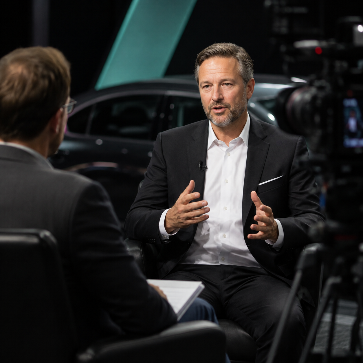 Automotive executive participating in a professionally produced interview